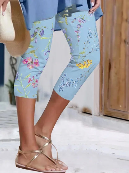 Women's Printed Capri Leggings - Slim-Fit Casual Summer Cropped Pants