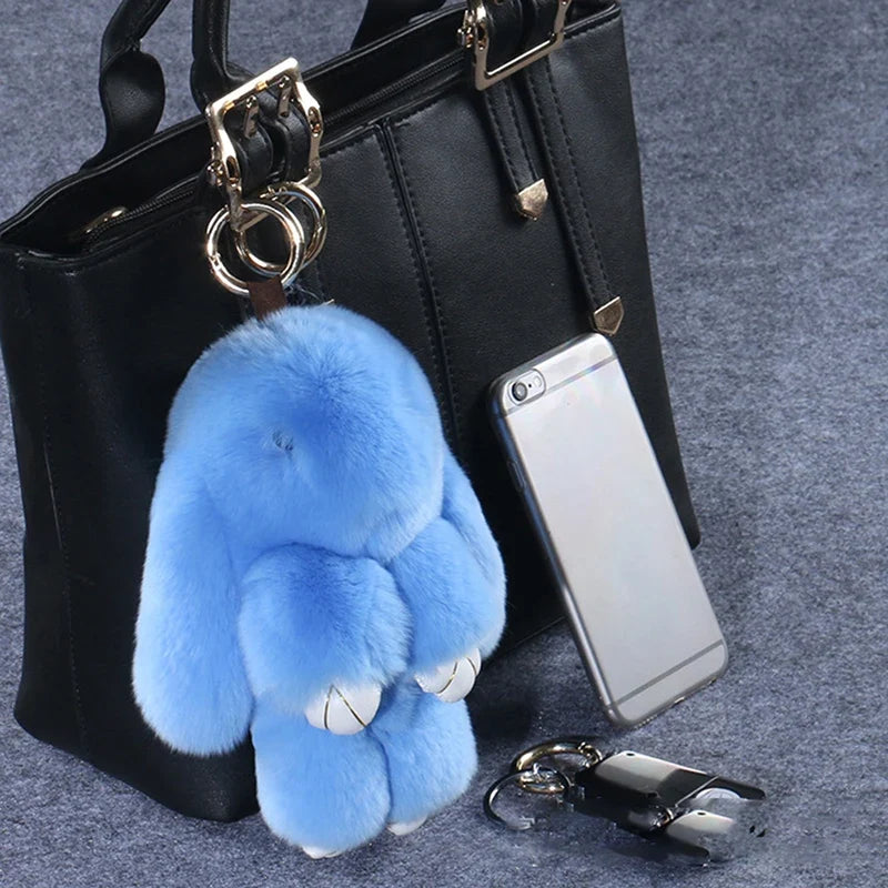 15cm Rabbit Fur Keychain - Soft Bag & Car Pendant Charm for Women, Jewelry Accessory Gift