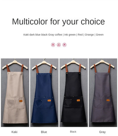 Customized Embroidery Kitchen Apron – Waterproof Bib with Logo, Signature, Pockets, and Waist Bag for Home Chefs & Bakers