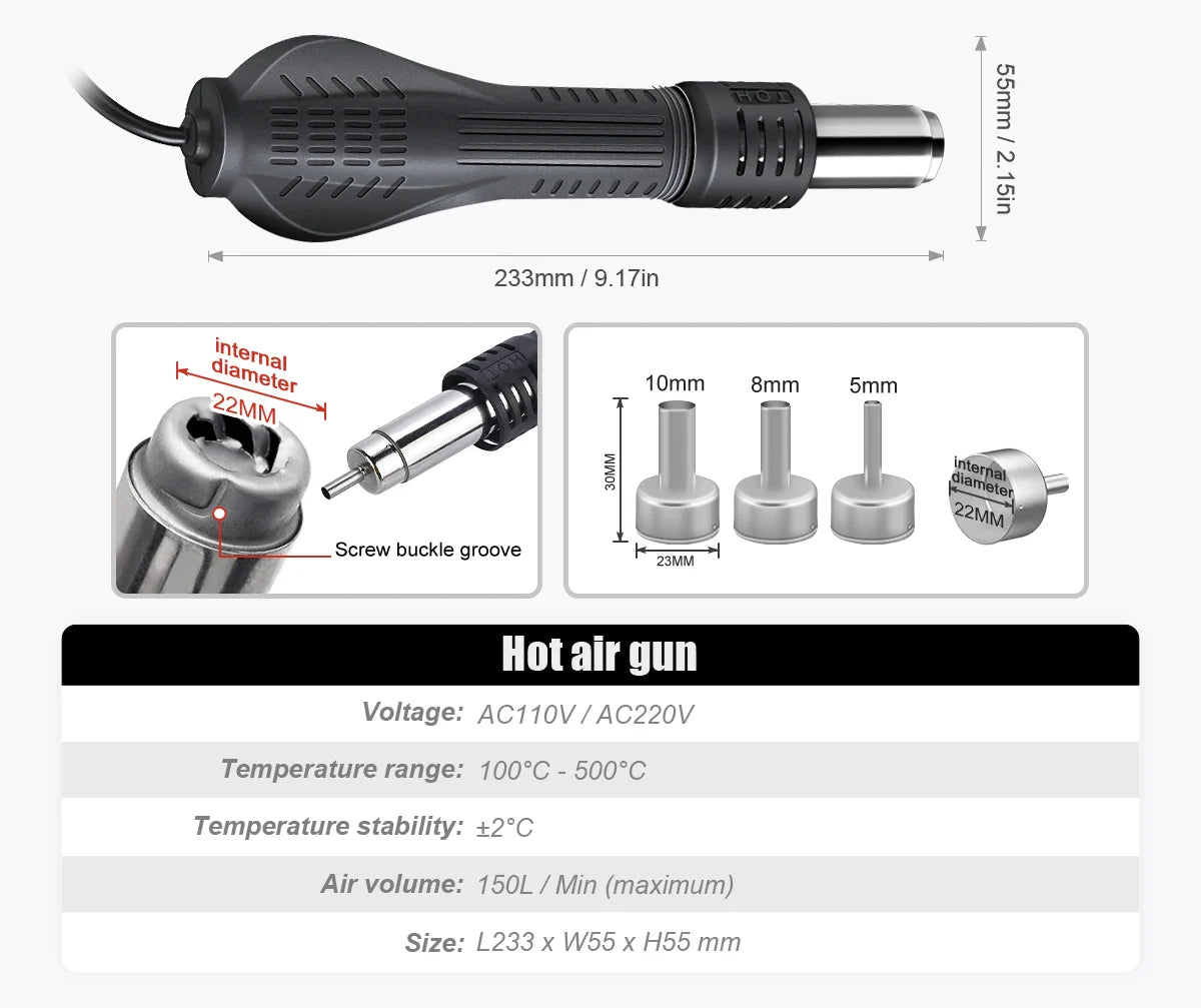 JCD 8898 2-in-1 Soldering Station 750W – Soldering Iron & Hot Air Gun for BGA SMD Phone Repair & Welding