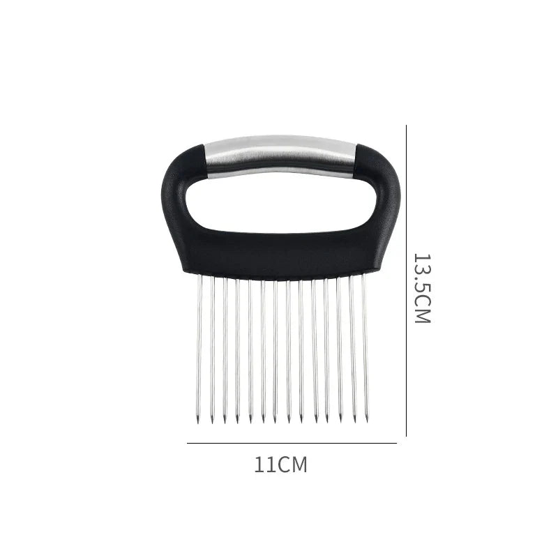 Stainless Steel Vegetable & Onion Cutter Holder – Multi-Function Fruit & Potato Slicer Kitchen Tool