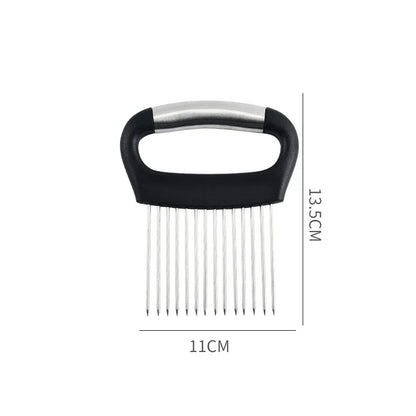 Stainless Steel Vegetable & Onion Cutter Holder – Multi-Function Fruit & Potato Slicer Kitchen Tool
