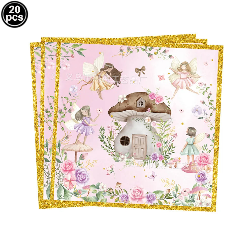 Pink Butterfly Fairy Party Tableware Set – Disposable Plates, Cups & Napkins for Birthday, Wedding & Baby Shower Decor