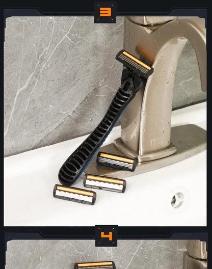 Men’s 3-Layer Reusable Safety Razor – Brand New Design with Imported Blades & Multi-Tool Replaceable Head
