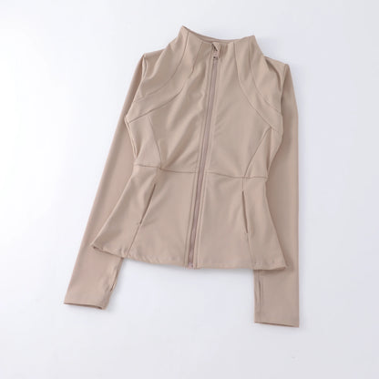New Yoga Wear Ladies Coat – High Elastic Loose Fitness Top, Long Sleeve Stand-Up Collar for Exercise