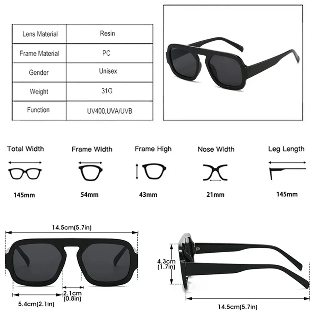 JNPCXI Retro Square Sunglasses – Fashion Gradient UV400 Shades for Men & Women, Punk Style