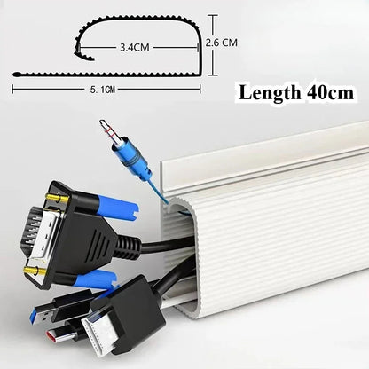 40cm Self-Adhesive Cable Organizer Raceway – Cable Management Strip for Home & Office Wire Concealment & Desk Organization Solution