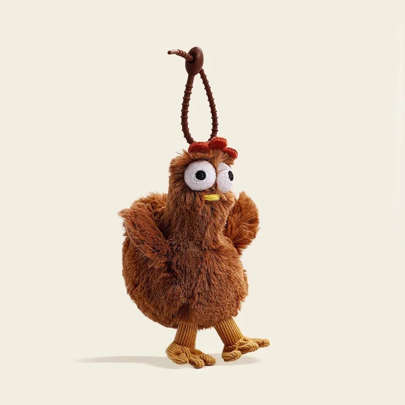 Fur Chicken Plush Bag – Funny Ugly Hen Shaped Handbag, Kawaii Satchel Purse with Pendant Keychain for Women Birthday Gifts