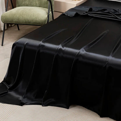Silky Satin Bed Sheet Set for Summer – Ice Cooling Flat Sheet with Pillowcase, Single/Queen/King Sizes