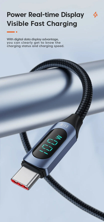Toocki Type-C to Type-C Cable – 100W PD Fast Charging & Display Cable for Xiaomi POCO F3, Realme, MacBook, iPad