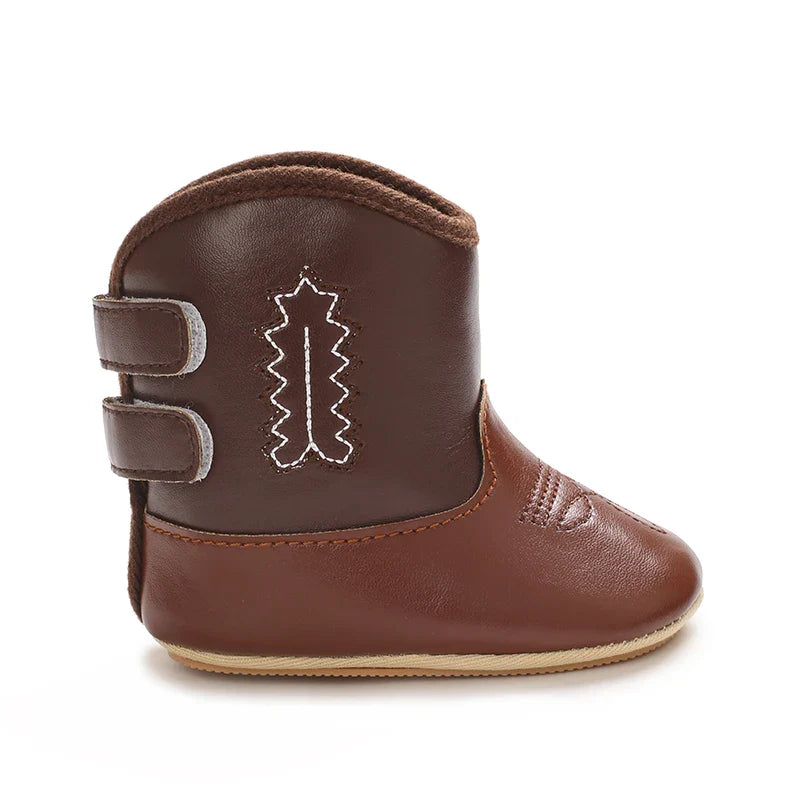 Autumn Embroidered Denim Boots for Newborns – Ethnic Style Soft Soled First Walking Shoes