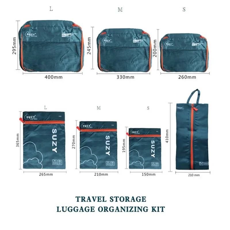 7/6-Piece Travel Organizer Storage Bags Set - Portable Luggage Organizer for Clothes, Shoes, and Packing Tidy Pouches