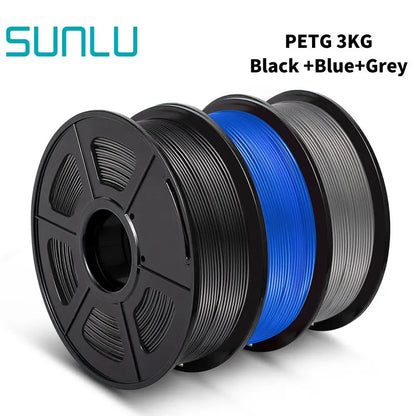 SUNLU PETG 3D Printer Filament 1.75mm ±0.02mm – 3 Rolls 1KG Each, Neatly Wound Vacuum-Sealed Printing Material