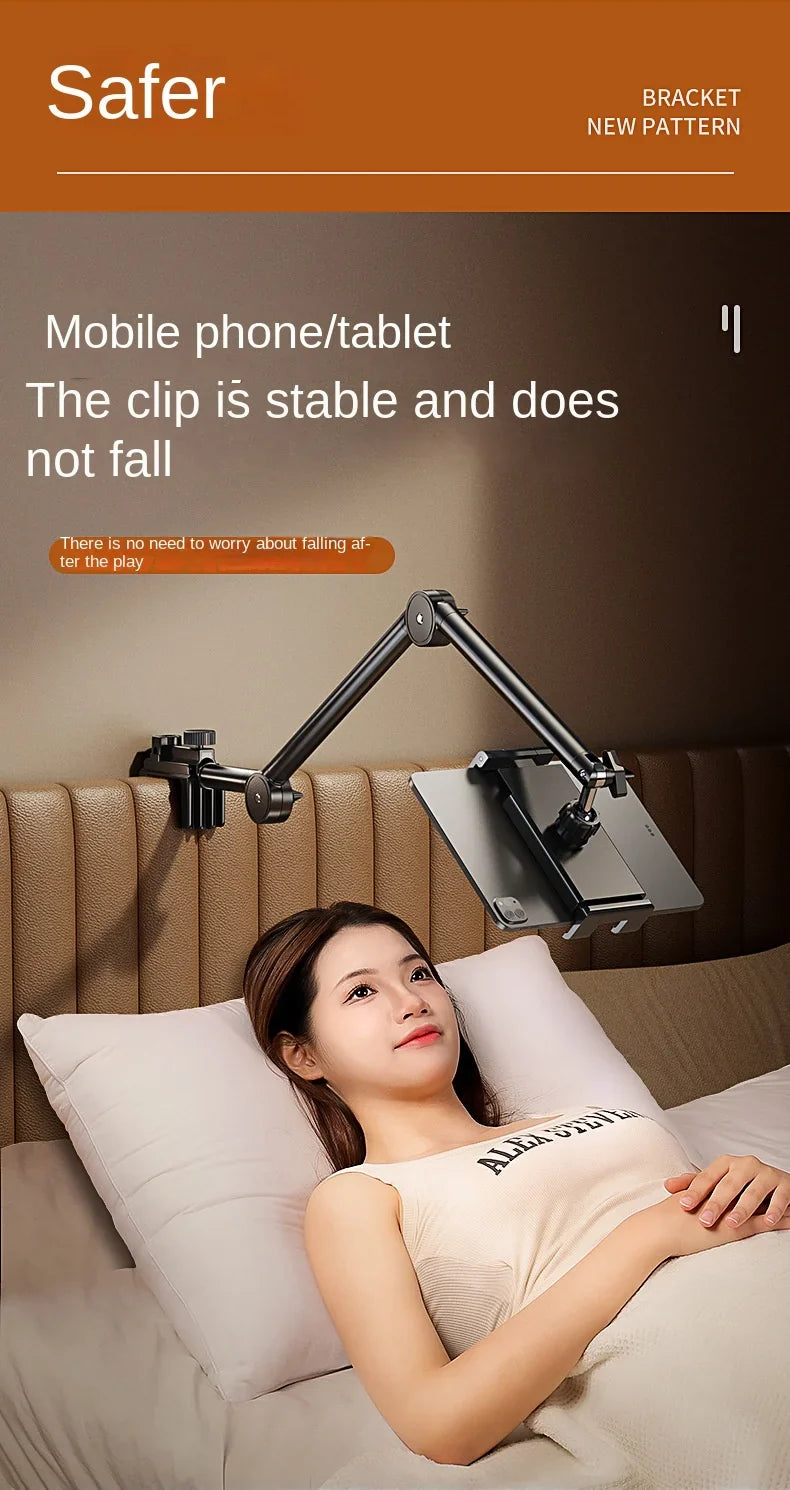 Desktop Mobile Phone Holder – Bed Clip, Bedside Lazy Folding Cantilever Bracket for Apple, Samsung, iPad, and Tablet