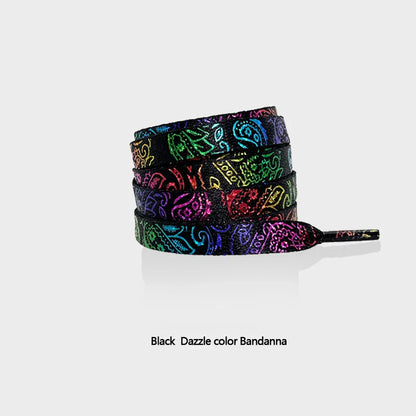 Gilding Flat Shoe Laces - Cashew Flower Hand-Painted Shoelaces for Sneakers, Basketball & Tennis Shoestrings