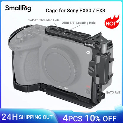 SmallRig Camera Cage for Sony FX30/FX3 – Rig Kit with Cable Clamp, Cold Shoe & NATO Rail Accessories (Model 4183)