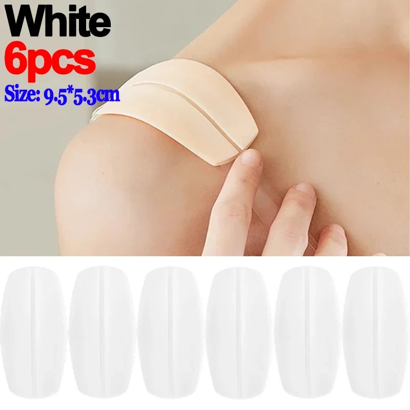 2/6PCS Silicone Anti-Slip Bra Strap Pads – Soft Shoulder Cushions for Women Pain Relief