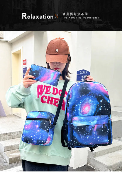 3PC One Piece Luffy School Backpack Set – Rechargeable Anime Bag for Boys & Girls, Student Cartoon Mochila