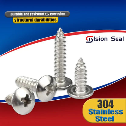 50/20/10pcs M3-M6 Stainless Steel Self-Tapping Screws – Cross Recessed Truss Head for Wood