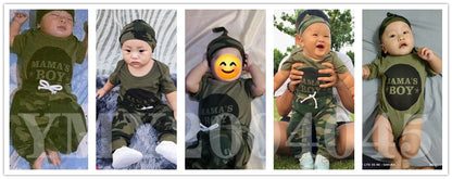 Newborn Baby Boy Summer Outfit – 3pcs Set with Letter Romper, Camouflage Pants & Hat, 0-18 Months
