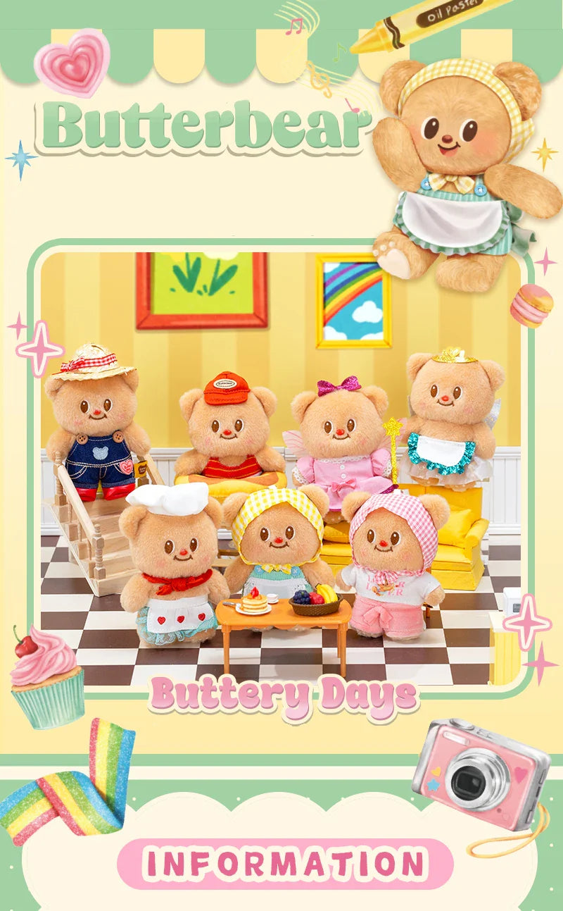 Butterbear Blind Box Action Figures | Kawaii Doll Toys & Pendants for Kids, Desktop Decoration Gifts