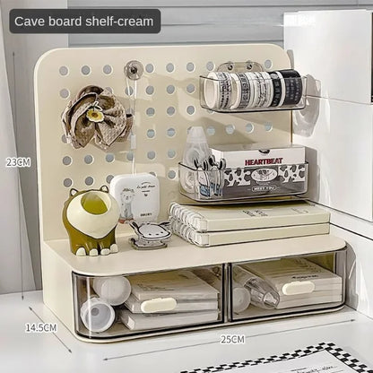 Desktop Perforated Board Storage Box, Stationery Sorting Rack, Desk Organizer, Office Cosmetics Storage Rack, Pen Holder