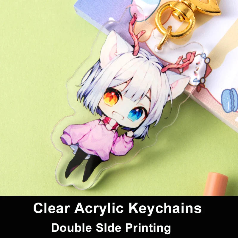 Custom Cartoon Keychains — Personalized Photo & Anime Transparent Hologram Acrylic Charm, Perfect Gift