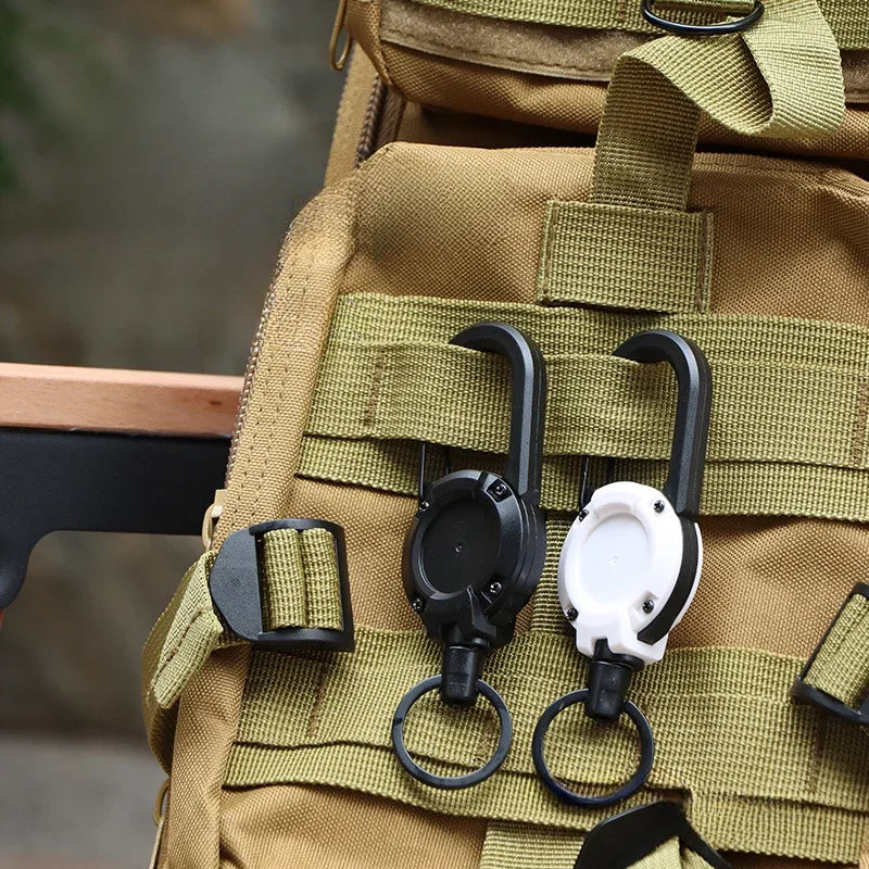 Retractable Heavy-Duty Carabiner Keychain – Steel Wire Rope Pull Reel for Outdoor & Sport Use