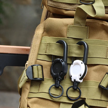 Retractable Heavy-Duty Carabiner Keychain – Steel Wire Rope Pull Reel for Outdoor & Sport Use