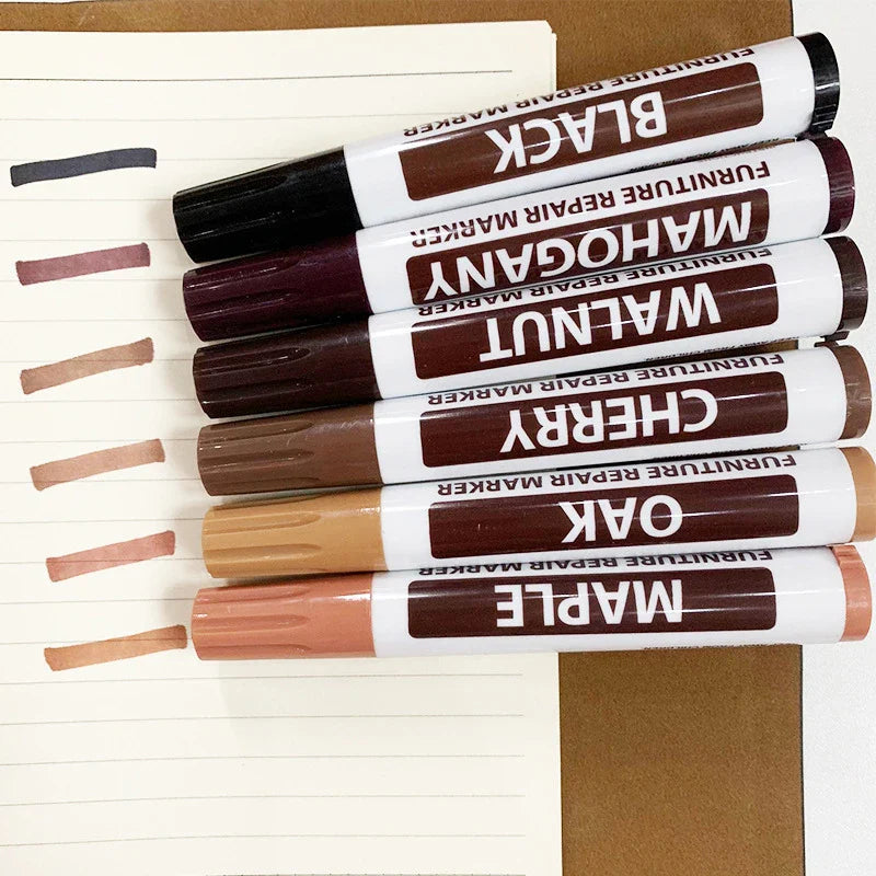 Creative Furniture Repair Pens Set — 8 Colors Wood Scratch Restoration Kit with Patch Paint Pens and Crayons, Large-Capacity Markers