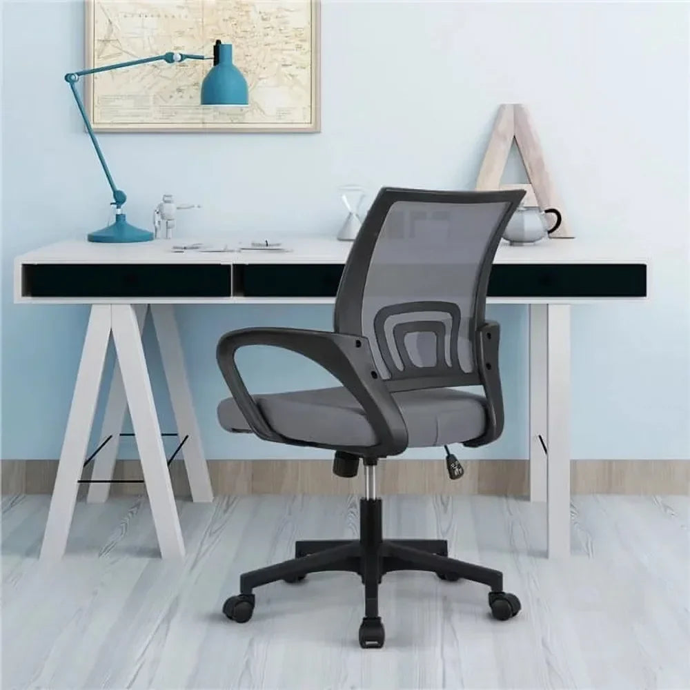 Adjustable Mid Back Mesh Office Chair with Armrests – Black Swivel Computer & Gaming Chair