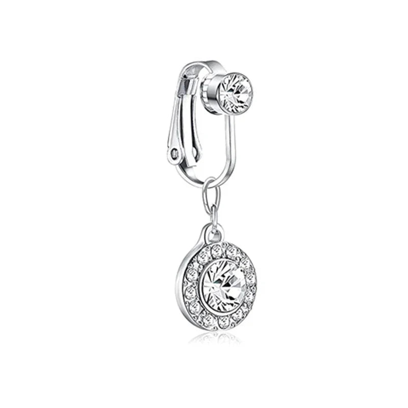 Faux Butterfly Leaves Belly Piercing – Dangling Clip-On Fake Navel & Cartilage Earring for Umbilical Piercing