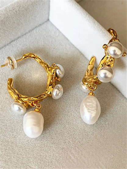 Kshmir Vintage Baroque Freshwater Pearl Earrings – Elegant Jewelry for Women Party & Fashion