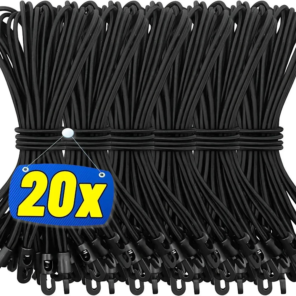 Elastic Nylon Bungee Cord Straps – Durable 10cm/15cm/25cm Fixing Bands for Flashlights, Maps & Outdoor Backpacking Gear (20/1pcs)