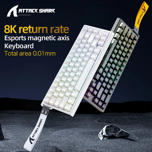 X68HE Attack Shark Magnetic Mechanical Gaming Keyboard – Wired Pro Gaming with 0.01mm Rapid Trigger, 8000Hz, SOCD/Rs 0.125ms