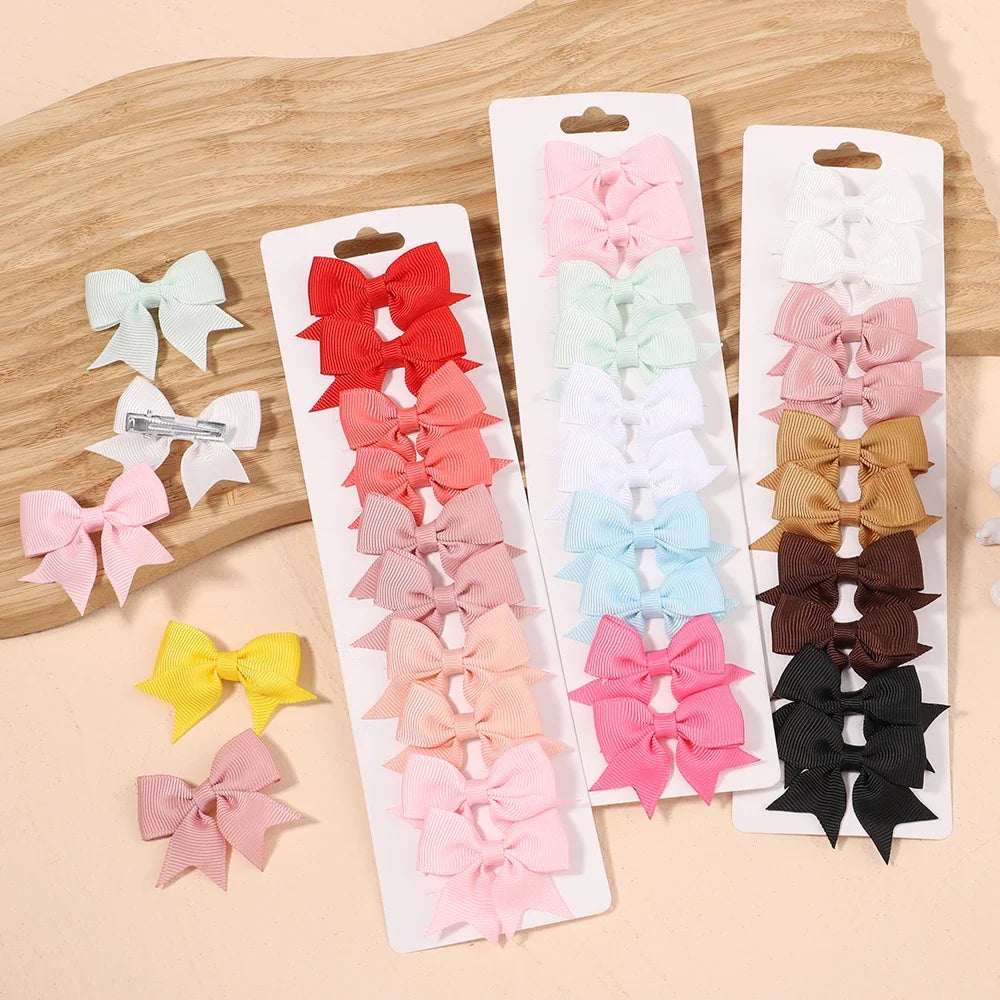 10pcs Kids Bow Hair Clips - Handmade Ribbon Bowknot Barrettes for Baby Girls Hair Accessories