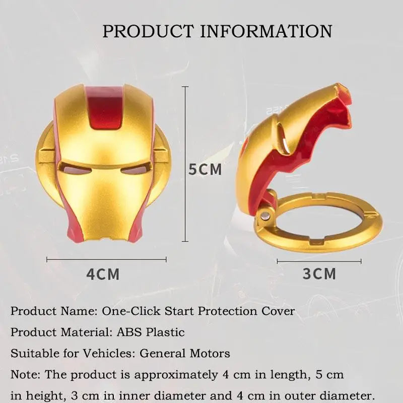 Iron Man Car Start Button Cover – Universal Push Start Ignition Protector Decorative Auto Interior Car Accessory