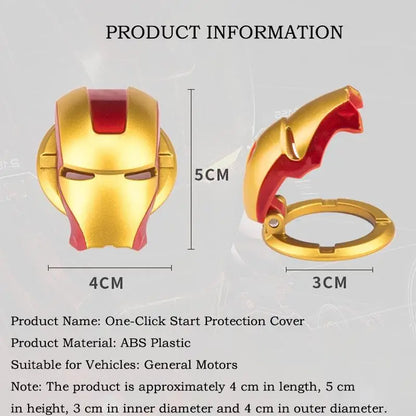 Iron Man Car Start Button Cover – Universal Push Start Ignition Protector Decorative Auto Interior Car Accessory