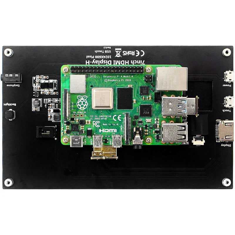 7 Inch Portable IPS Touch Screen Display – 1024x600 Monitor with Optional Speakers for Raspberry Pi 5/4B/3B+, Laptop, PC