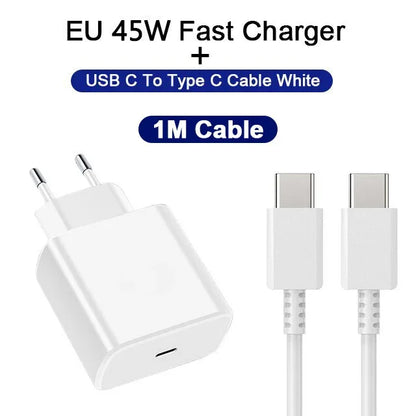 PD 45W USB-C Fast Charger — High-Speed Wall Adapter for Samsung Galaxy S24/S23 Ultra, Note, iPhone 15, Xiaomi 14