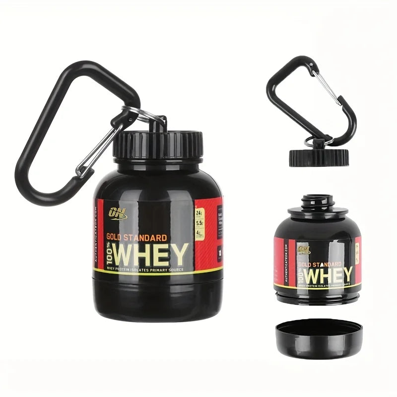 100ML Mini Portable Protein Container - Outdoor Sport Powder Bottle with Whey Keychain, Health Funnel & Medicine Box