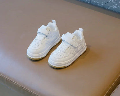 Children’s White Sports Shoes — Spring & Autumn Lightweight Anti-Slip Sneakers, Boys Soft Sole Casual Board Shoes