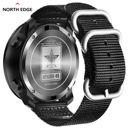 NORTH EDGE APACHE-46 Men's Digital Watch – Outdoor Sports with Altimeter, Barometer, Compass, WR50M for Running and Swimming
