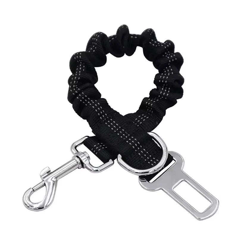 High-Grade Adjustable Dog Car Safety Belt — Shock-Absorbing Damping Strap with Reflective Trim, Universal Fit