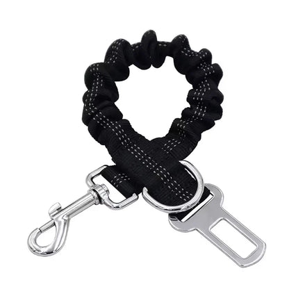 High-Grade Adjustable Dog Car Safety Belt — Shock-Absorbing Damping Strap with Reflective Trim, Universal Fit