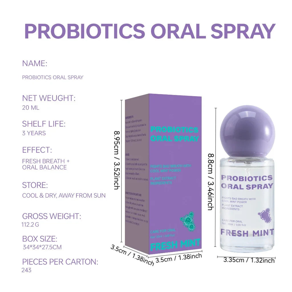Long Lasting Fresh Mint Oral Spray - Portable 20ML Breath Freshener for Adults & Oral Care