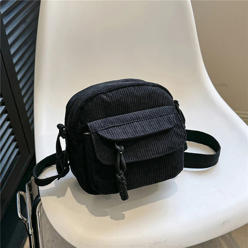 Corduroy Women's Small Shoulder Bag - Cute Crossbody Tote for Teen Girls, Korean Harajuku Style Messenger Bag