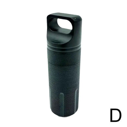 Aluminum Alloy Airtight Pill Container — Portable Waterproof EDC Single-Chamber Capsule Holder & Medicine Case