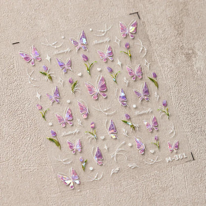 5D Glitter Butterfly Nail Sticker – Kawaii Aurora Nail Art Decal for DIY Manicure & Nail Decorations