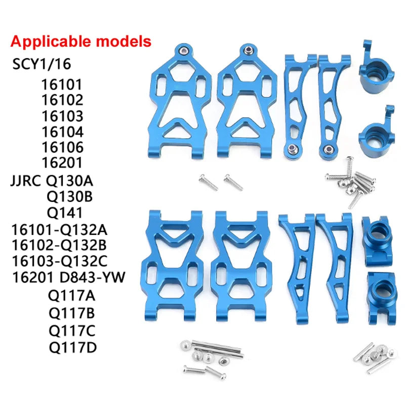 SCY Upgrade Metal Parts — Front & Rear Suspension, Wheel Hubs, Bearings, Steering Rod, Aluminum Components for 16101, 16102Pro, 16104, SG116, Q130